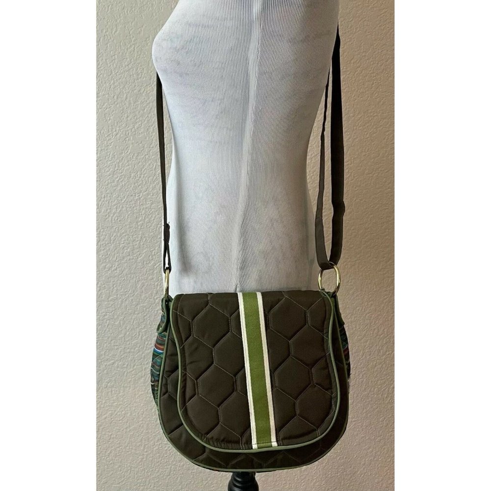Cinda B Saddle Bag Belize Brown Quilted Crossbody